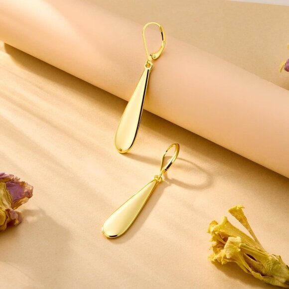 Brand New 14k Gold Teardrop Earrings Women's Jewelry Gift - Picture 3 of 7